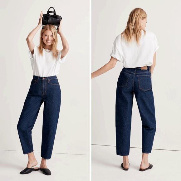 Madewell High Rise Balloon Jean SIZE 26 x 26 Mapleside Blue Denim 80s Taper - Picture 1 of 15